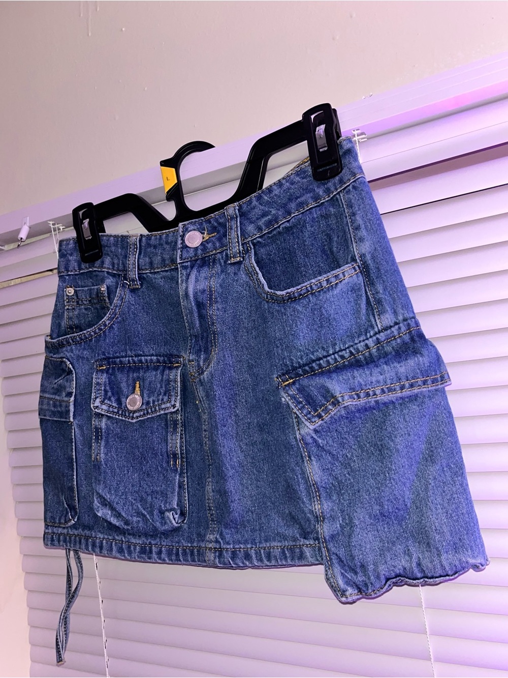 Angel kiss Denim Cargo Pocket Mini Skirt - Blue
